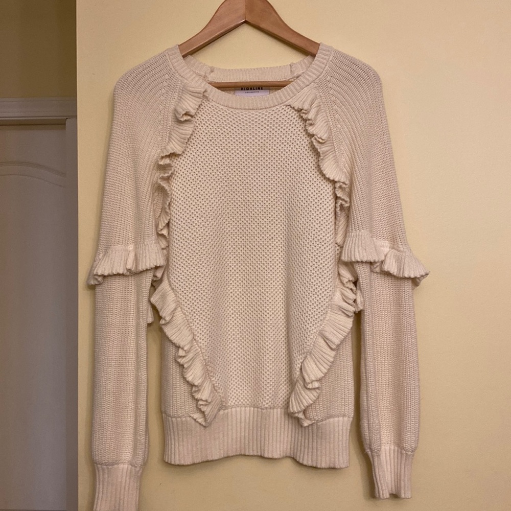 Highline cable knitted off white sweater